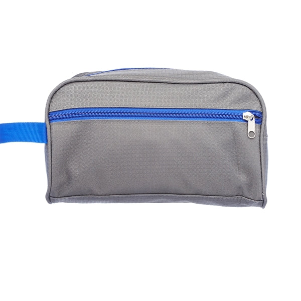 Two-Tone Travel Toiletry Bag with Colored Handle & Zipper