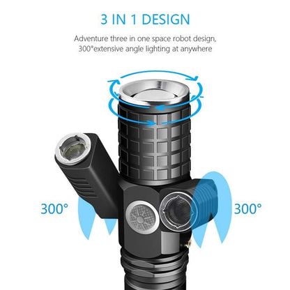 3 Headed USB Charging Tactical Flashlight