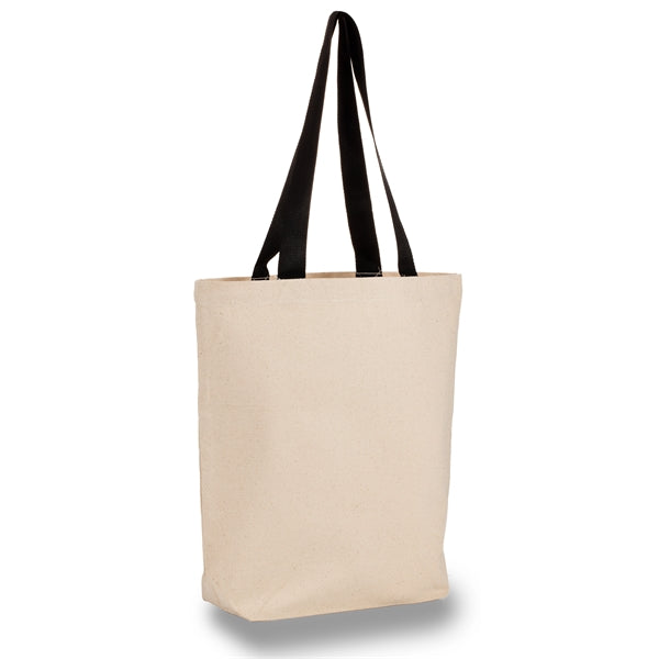 12 oz.Classic Canvas Tote Bag w/ Colored Handles (15" X 16")