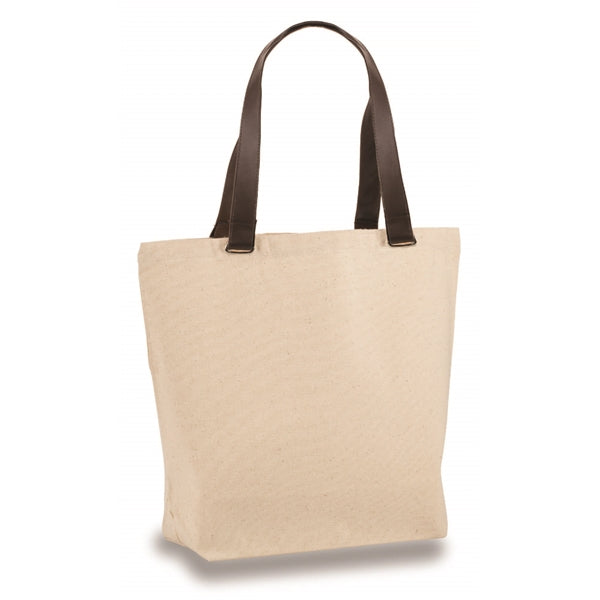 12 oz. Stylish Cotton Canvas Tote w/ Faux Leather Handle