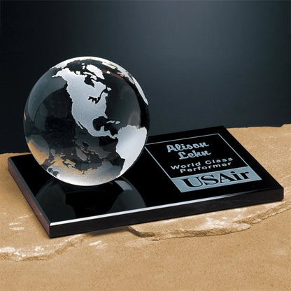 Continental Globe on Glass Base