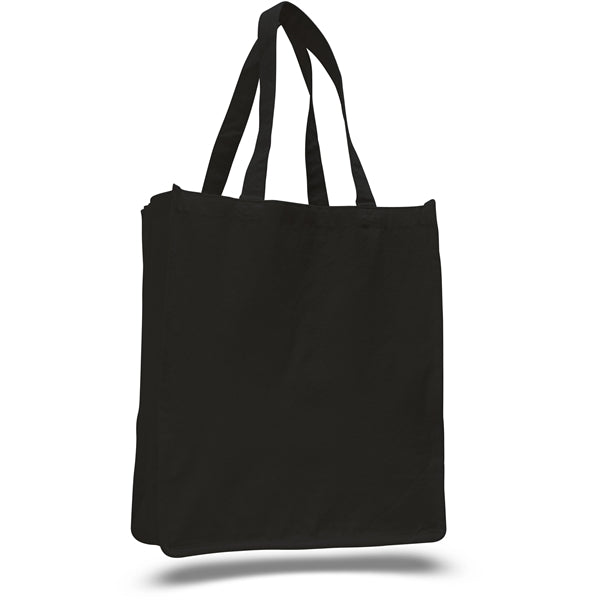 Large Cotton Canvas Book Tote Bag w/ Reinforced Sides