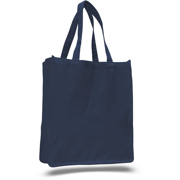 Large Cotton Canvas Book Tote Bag w/ Reinforced Sides