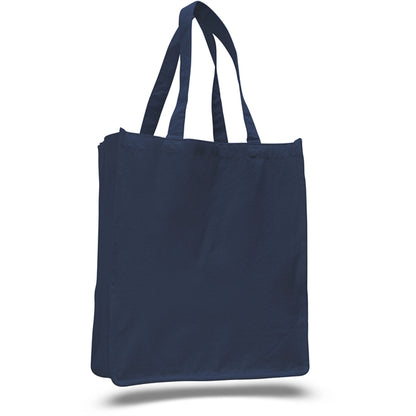 Large Cotton Canvas Book Tote Bag w/ Reinforced Sides