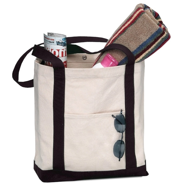 Boat Tote Bag w/ Contrasting Handles & Snap Closure 18 oz.