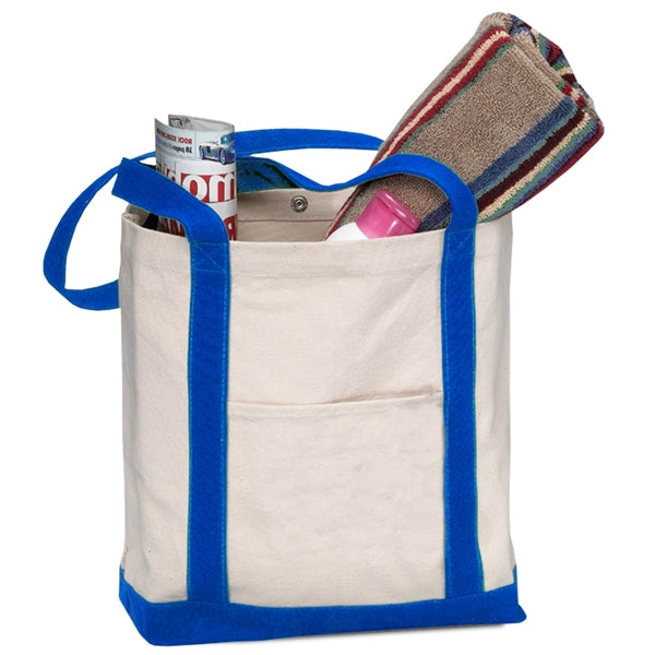 Boat Tote Bag w/ Contrasting Handles & Snap Closure 18 oz.