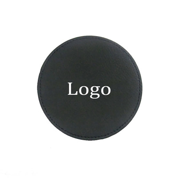 4 Pieces Round Leatherette Coaster Set