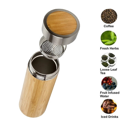 15oz Stainless Steel Bamboo Insulated Bottle