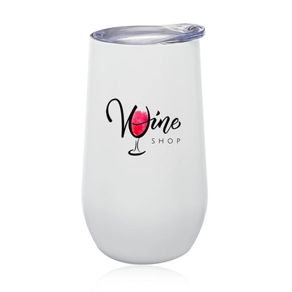 9 oz. Stemless Flute Wine Glass with Lid