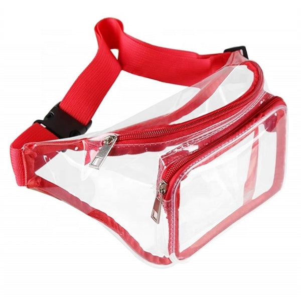 Clear Fanny Pack w/ Three Zipper Pockets (13.4"X 6" X 3.75")
