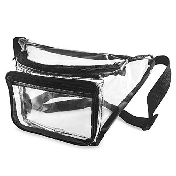 Clear Fanny Pack w/ Three Zipper Pockets (13.4"X 6" X 3.75")