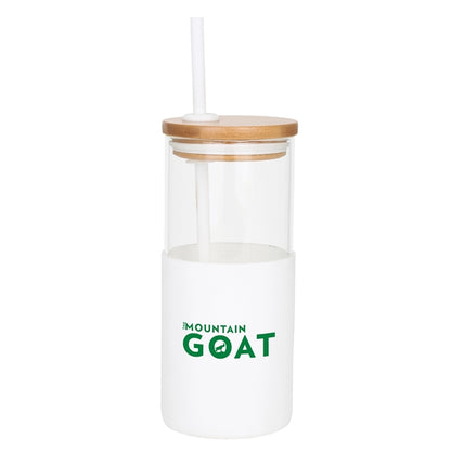 Barbados 18 oz. Glass Tumbler w/Bamboo Lid & Silicone Sleeve