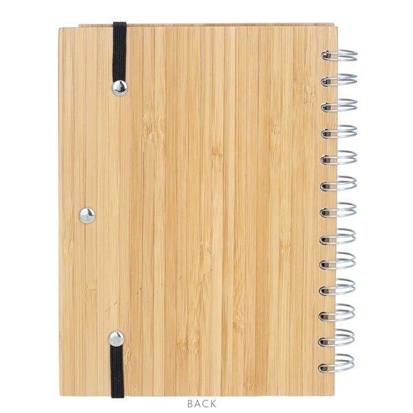 Bamboo Wire-Bound Notepad With Pen