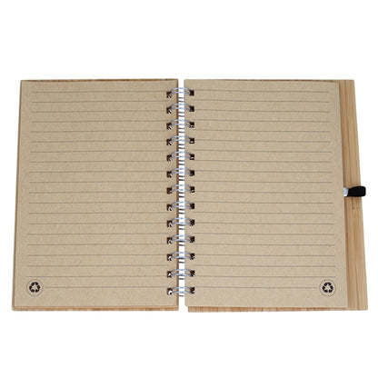 Bamboo Wire-Bound Notepad With Pen