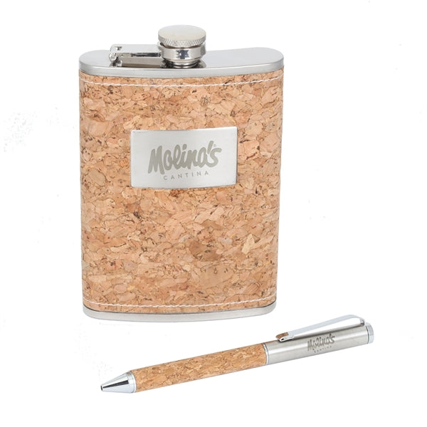 Cork Flask & Pen Gift Set