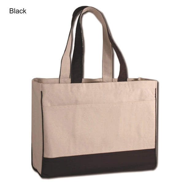 12 oz. Cotton Canvas Shopping Tote w/ Handles& Zipper Pocket
