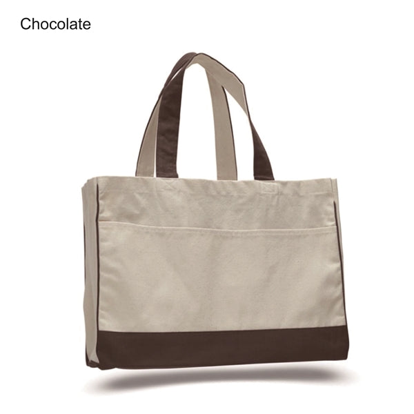 12 oz. Cotton Canvas Shopping Tote w/ Handles& Zipper Pocket