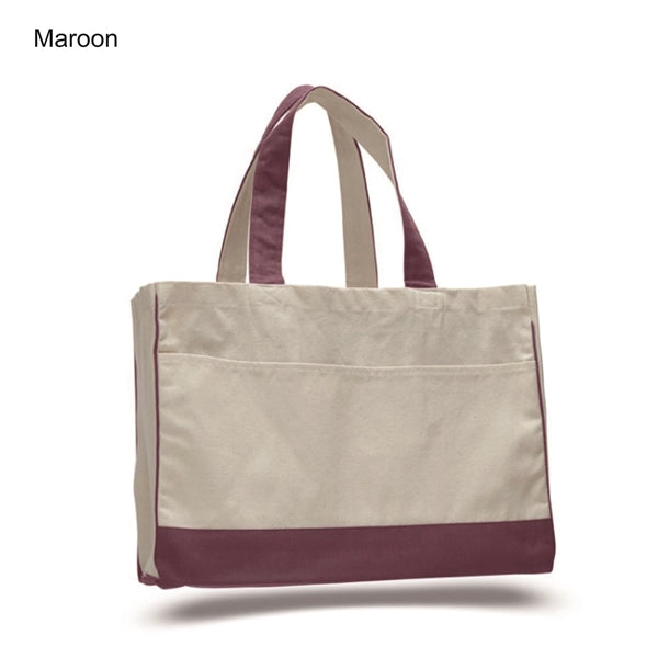 12 oz. Cotton Canvas Shopping Tote w/ Handles& Zipper Pocket