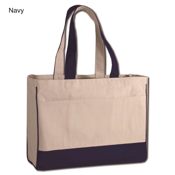 12 oz. Cotton Canvas Shopping Tote w/ Handles& Zipper Pocket