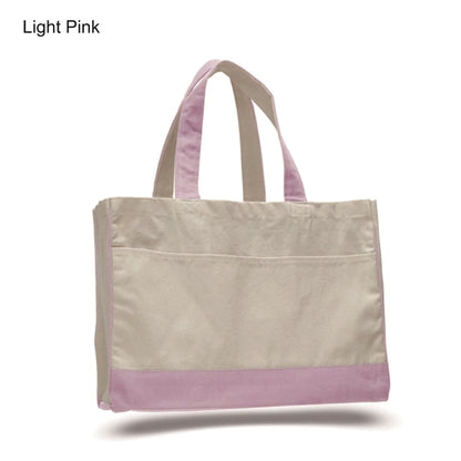 12 oz. Cotton Canvas Shopping Tote w/ Handles& Zipper Pocket