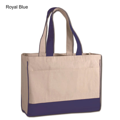 12 oz. Cotton Canvas Shopping Tote w/ Handles& Zipper Pocket