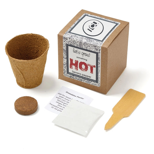 Serrano Peppers Seed Growables Planter in Kraft Gift Box