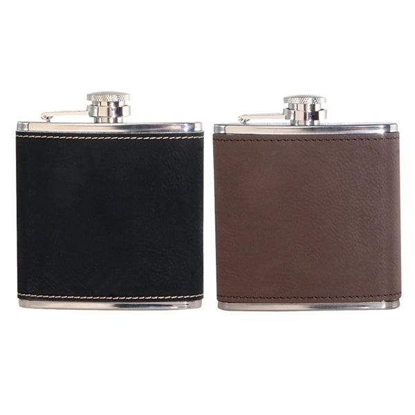 Leatherette Wrapped 6 oz. Stainless Steel Hip Flask