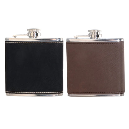 Leatherette Wrapped 6 oz. Stainless Steel Hip Flask