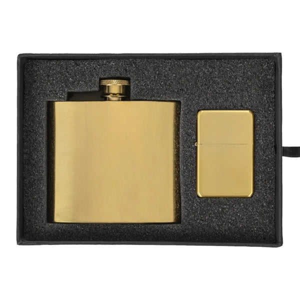 5 oz. Flask & Oil Flip Top Lighter Gift Set
