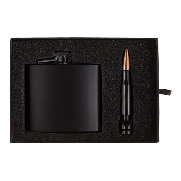 Tactical 5 oz. Flask and Bullet Bottle Opener Gift Set