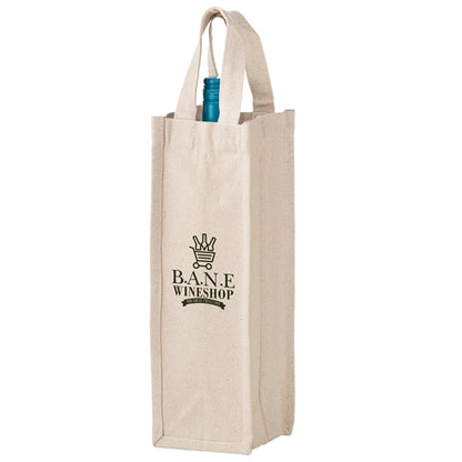 Heavyweight Cotton 1 Bottle Wine Tote - 14 oz