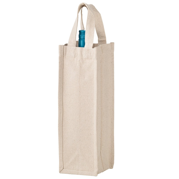Heavyweight Cotton 1 Bottle Wine Tote - 14 oz