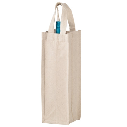 Heavyweight Cotton 1 Bottle Wine Tote - 14 oz