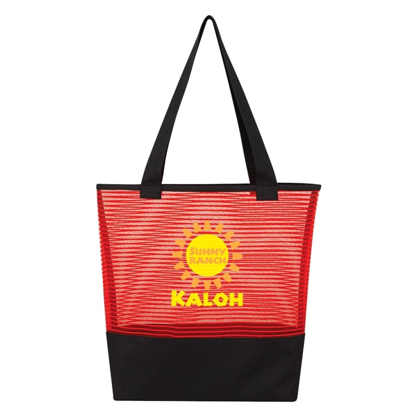 Sheer Mesh Pinstripe Tote Bag