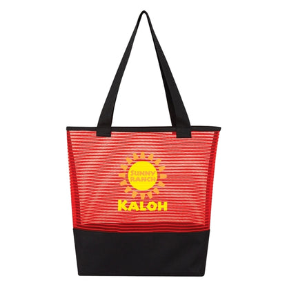 Sheer Mesh Pinstripe Tote Bag
