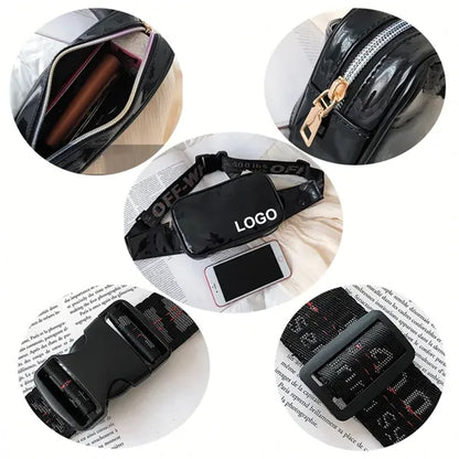 PU Zipper Iridescence Fanny Pack Bag