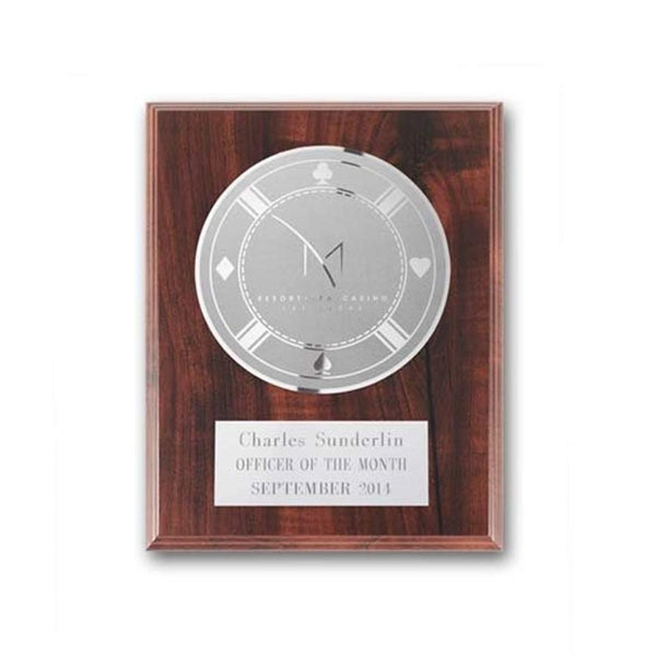 Etch/Frosted Plaq - Walnut Finish/Silver