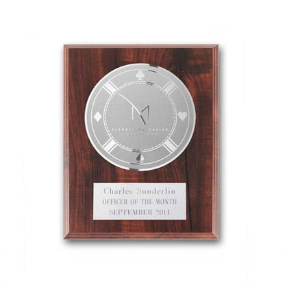 Etch/Frosted Plaq - Walnut Finish/Silver