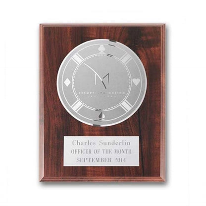 Etch/Frosted Plaq - Walnut Finish/Silver