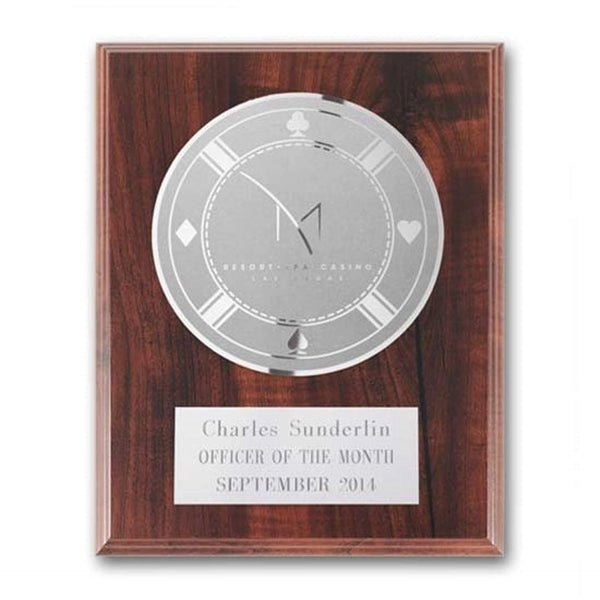 Etch/Frosted Plaq - Walnut Finish/Silver