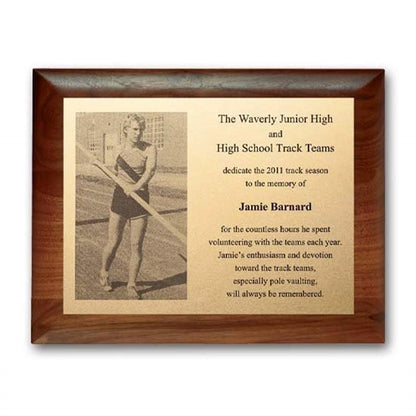 Metal Photo Plaq - Walnut Rolled Edge