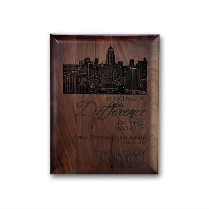 Laser Engraved Plaq - Walnut Rolled Edge