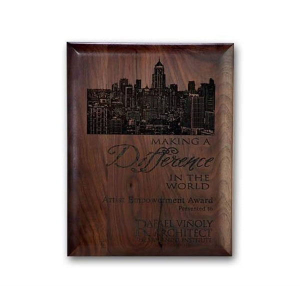 Laser Engraved Plaq - Walnut Rolled Edge