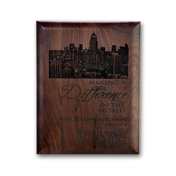 Laser Engraved Plaq - Walnut Rolled Edge