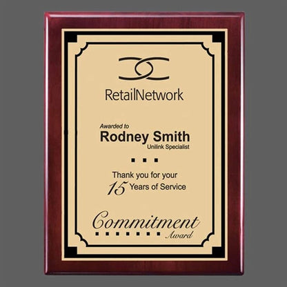 Oakleigh/Everett Plaque - Rosewood/Satin Gold