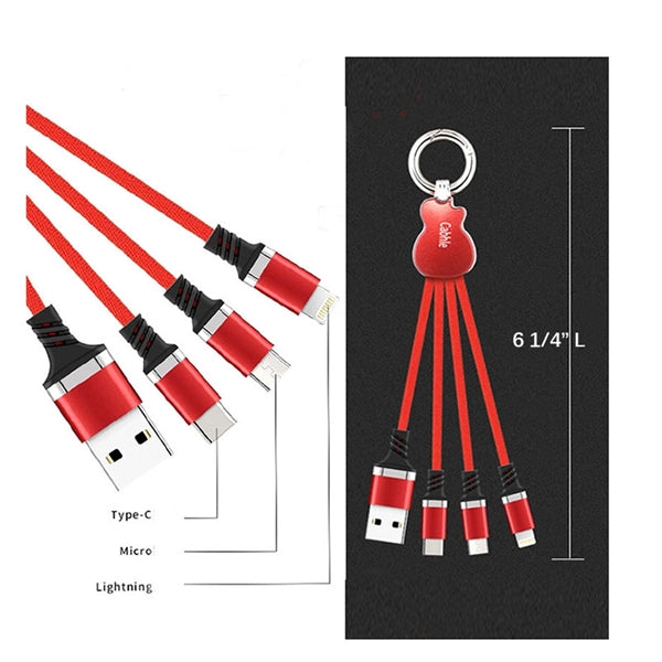 Guitar Shaped  Flashing 3 in 1 Charging Cable