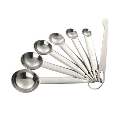 Set of 7 Stainless Steel Measuring Spoons