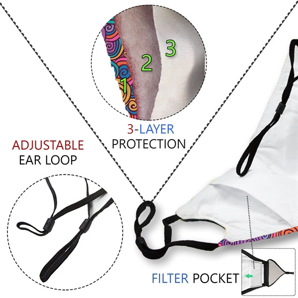 RUSH 3-Layer Face Mask w/Full Color Sublimation