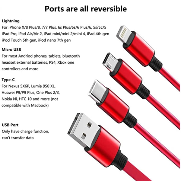 3 in 1 Multiple Fast Charging Cord
