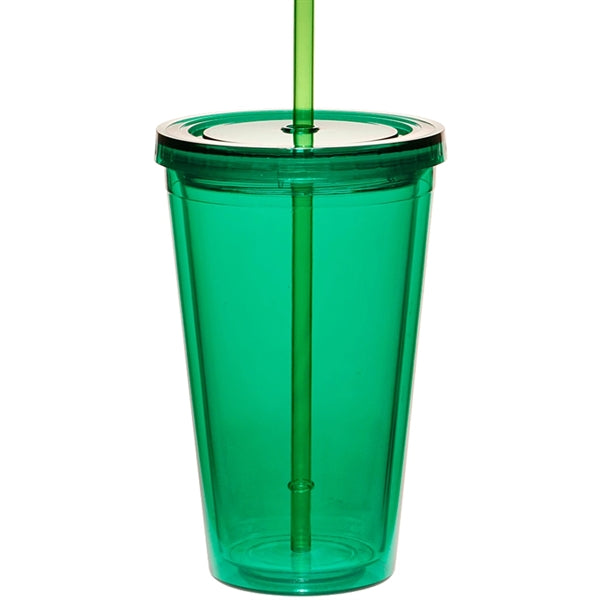 16 oz Acrylic Tumbler w/ Custom logo & Matching Lid & Straw